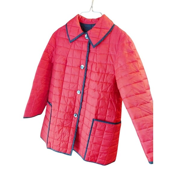 Vintage White Bear of St Paul Red Navy 1970's Quilted Button Puffer Coat Small - Picture 10 of 10